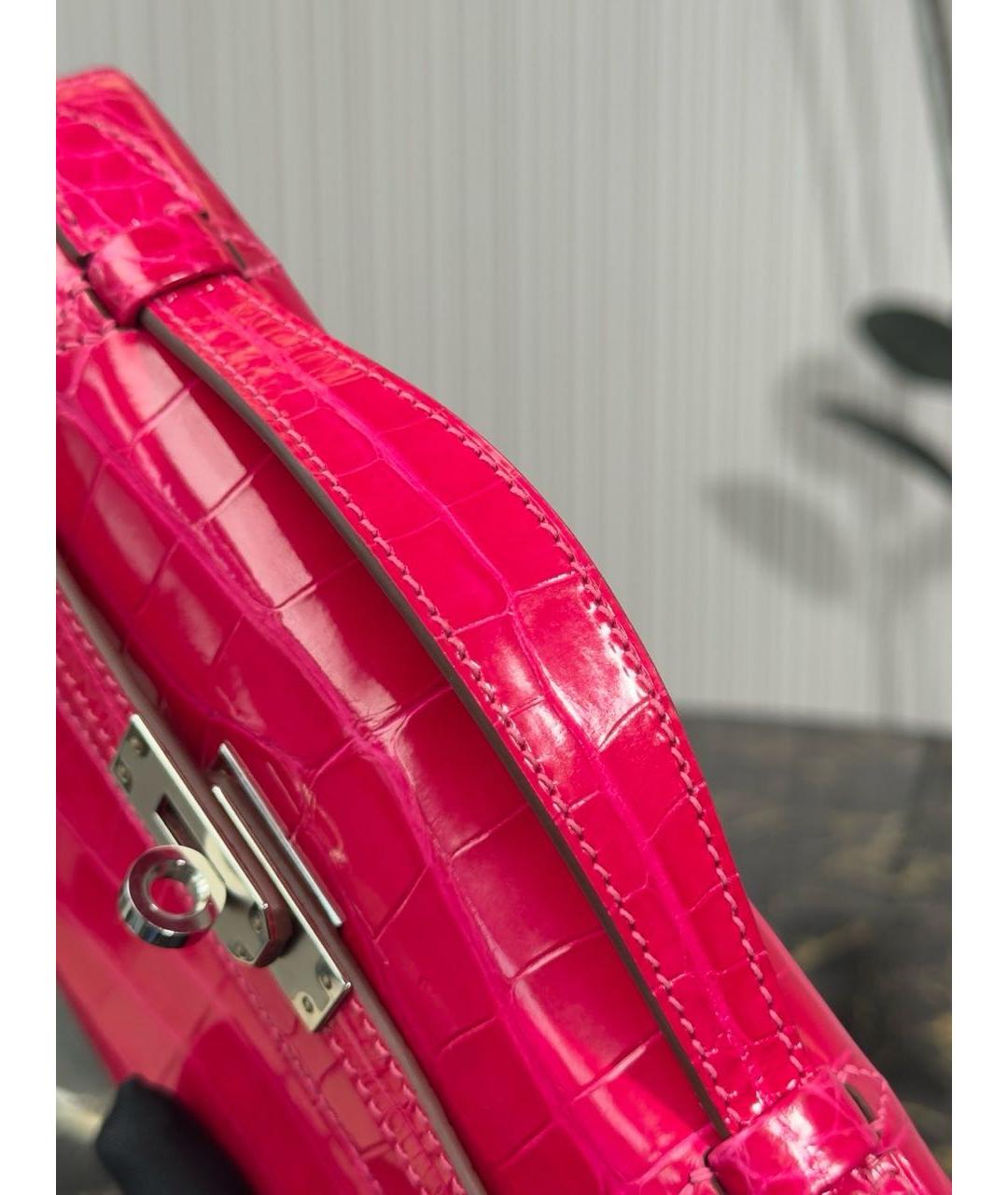 HERMES Красная сумка с короткими ручками из экзотической кожи, фото 4