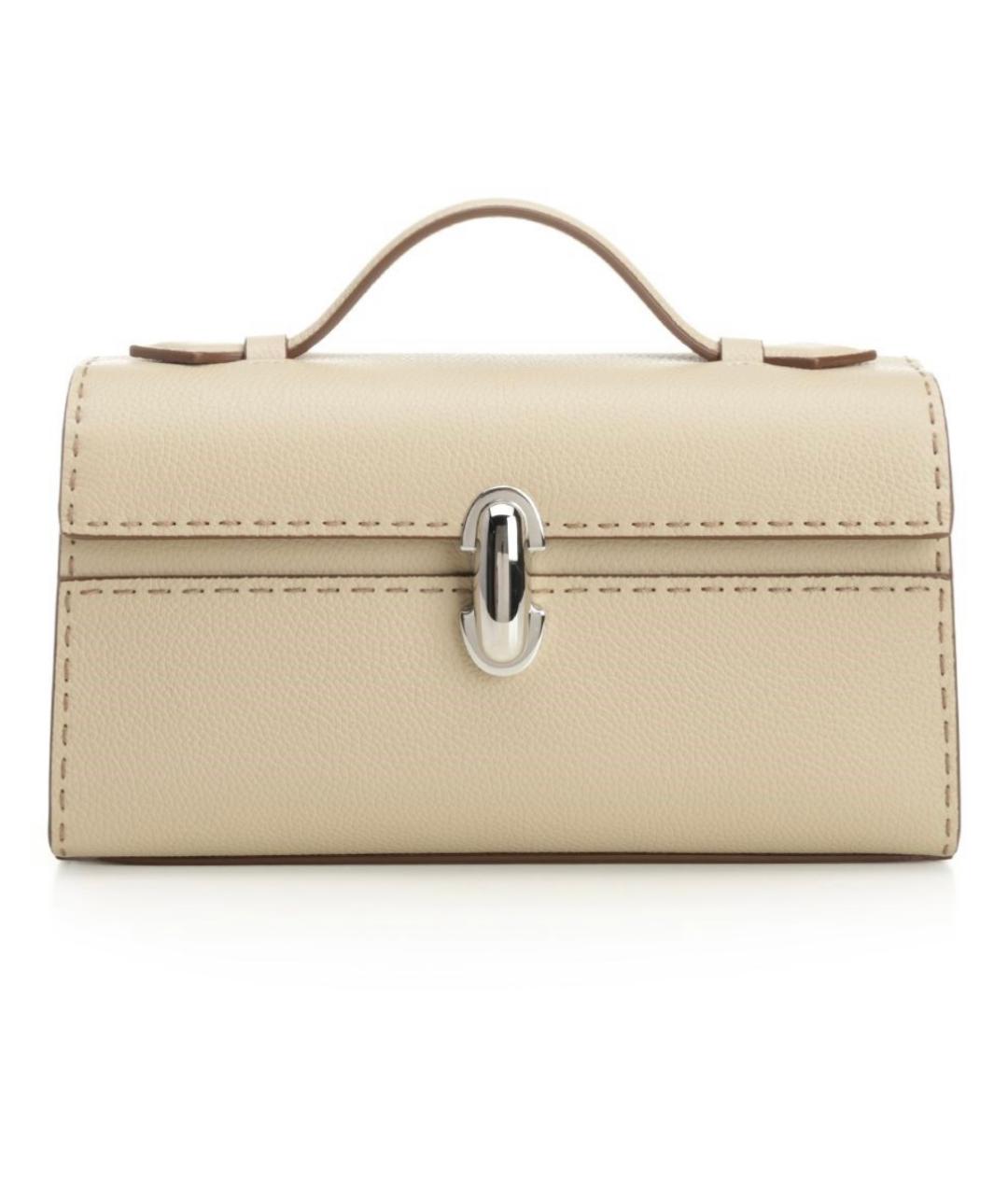 Savette Бежевая кожаная сумка с короткими ручками, фото 1