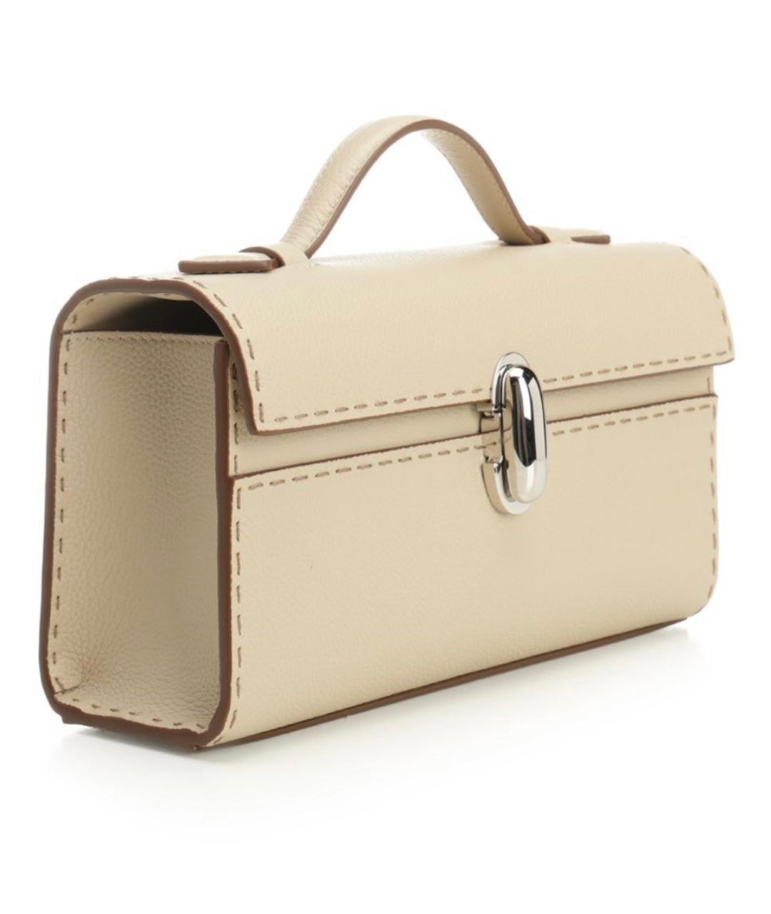 Savette Бежевая кожаная сумка с короткими ручками, фото 2