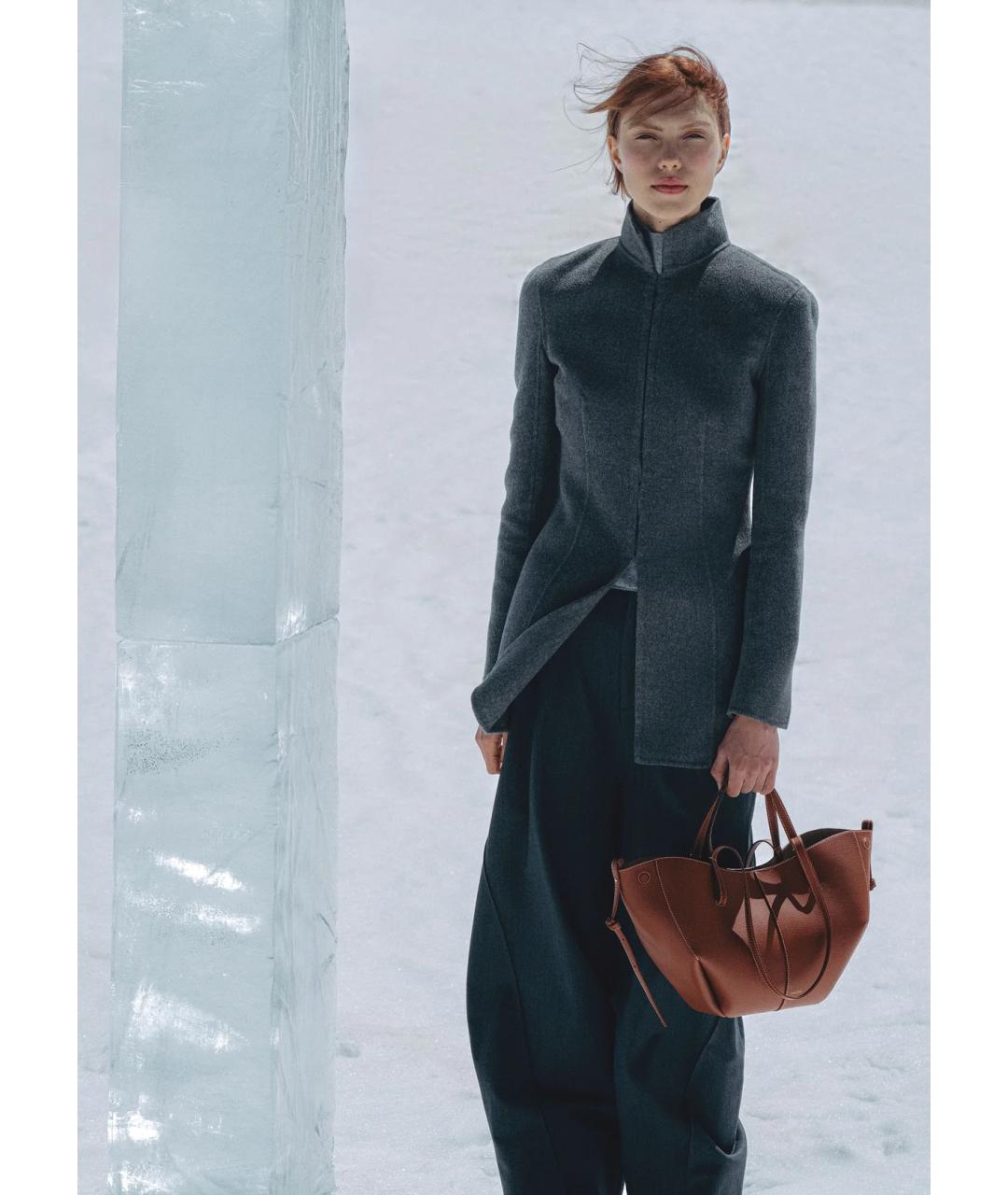 POLENE Коричневая кожаная сумка тоут, фото 2