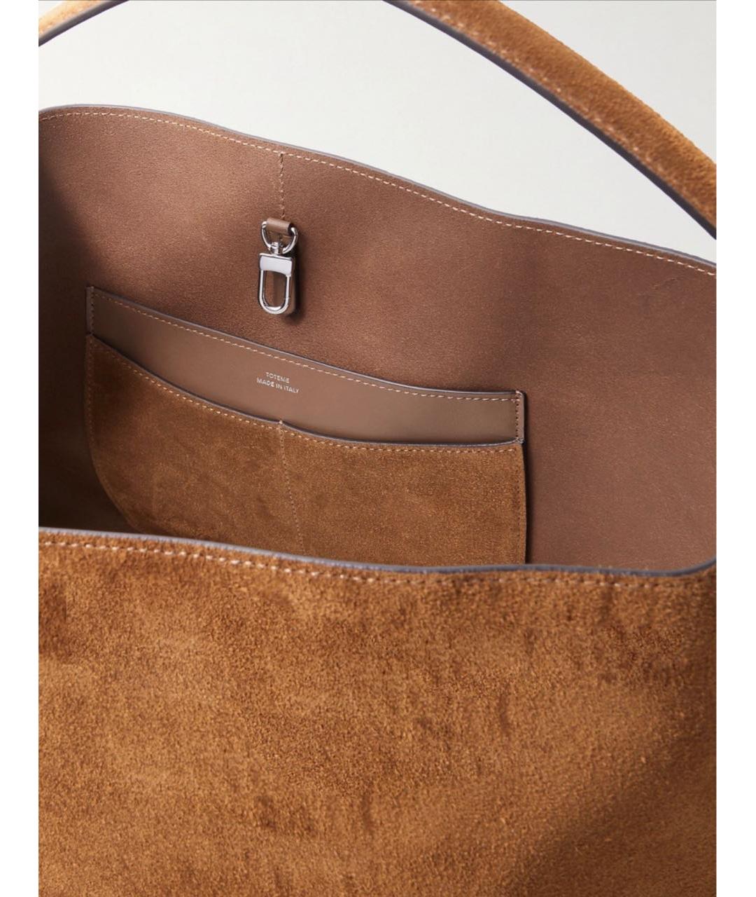 TOTEME Коричневая замшевая сумка тоут, фото 3