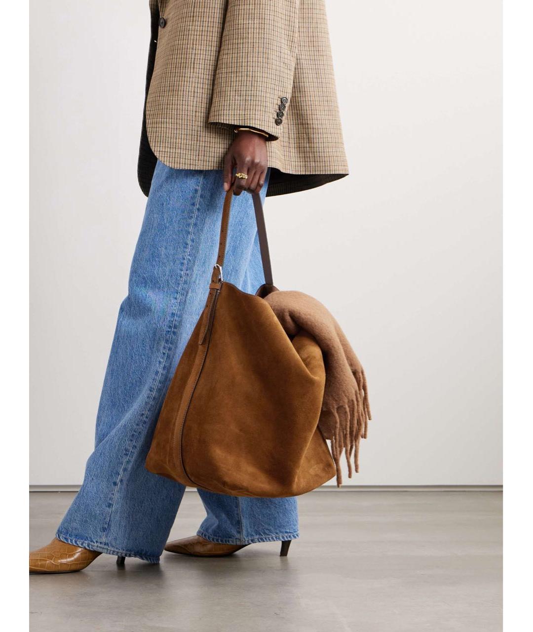 TOTEME Коричневая замшевая сумка тоут, фото 2