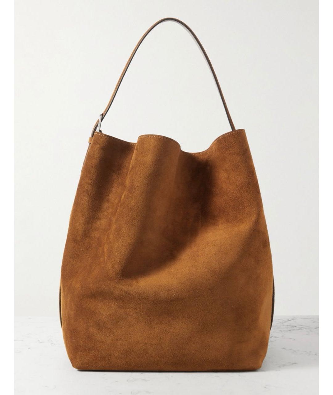 TOTEME Коричневая замшевая сумка тоут, фото 6