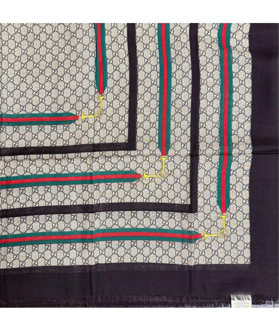 GUCCI Коричневый шерстяной платок, фото 3