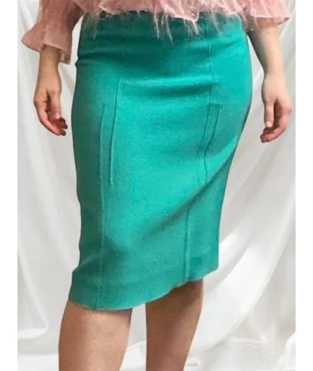 NINA RICCI Бирюзовая шерстяная юбка миди, фото 3