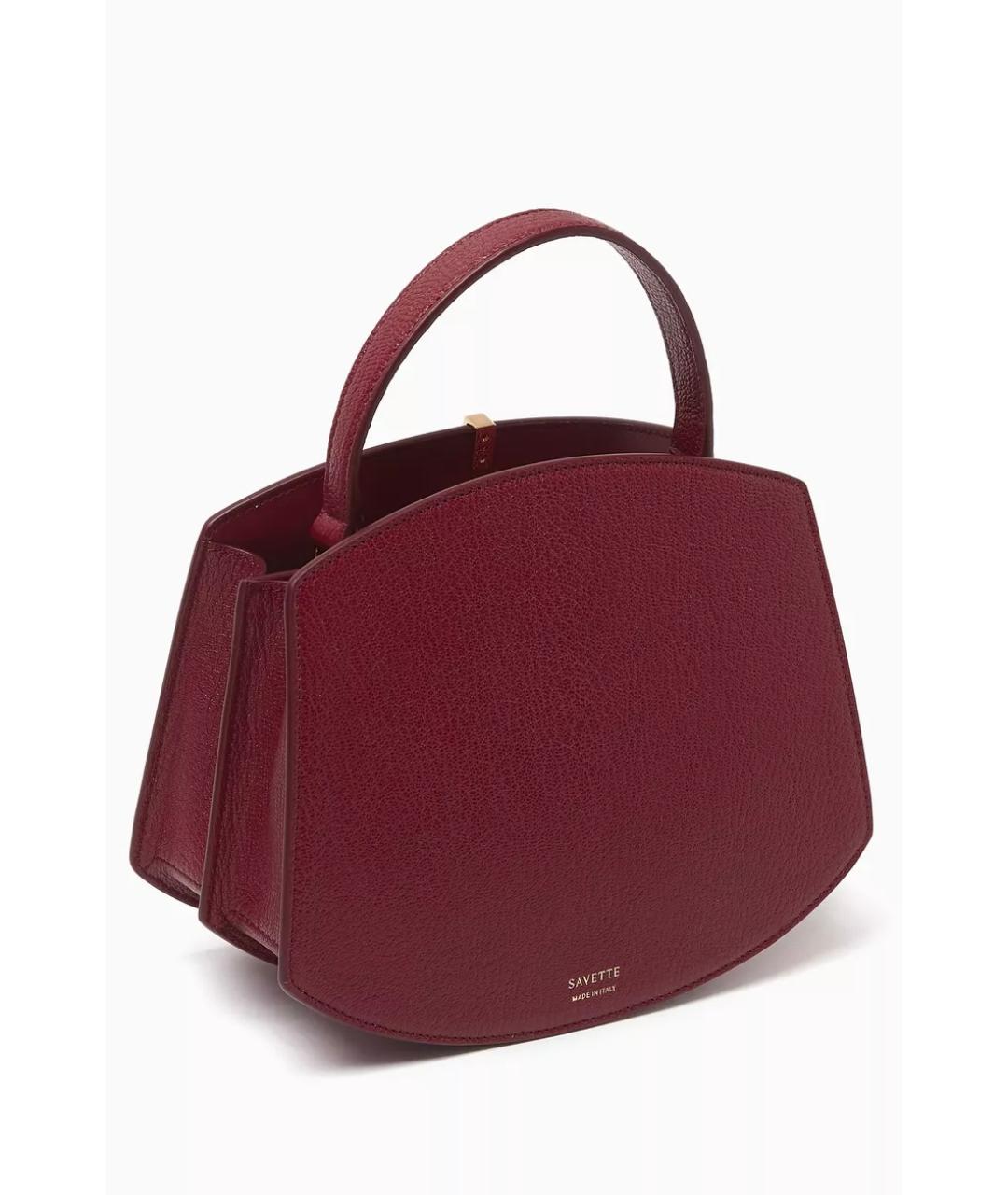 Savette Бордовая кожаная сумка с короткими ручками, фото 3
