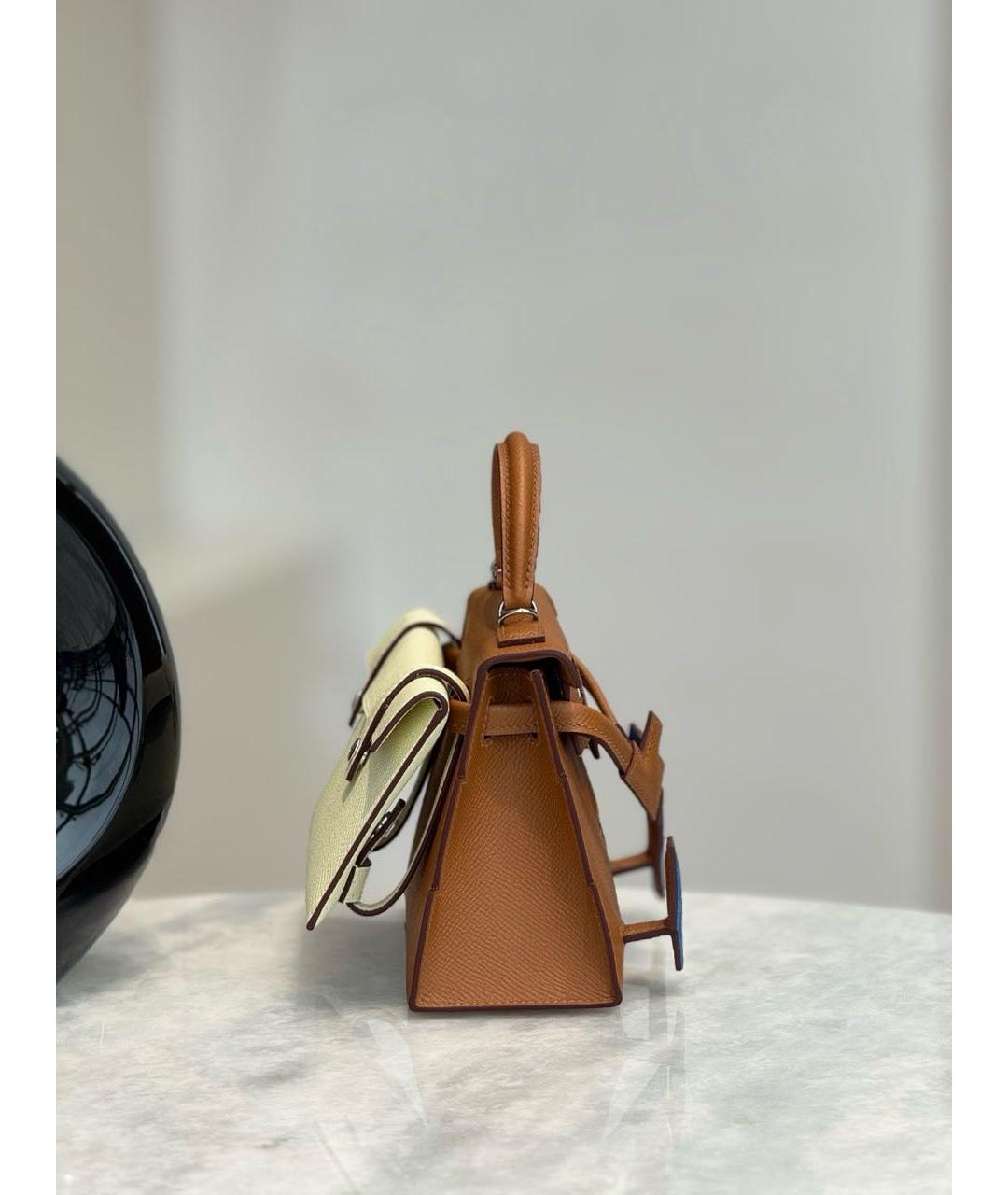 HERMES Коричневая кожаная сумка с короткими ручками, фото 2