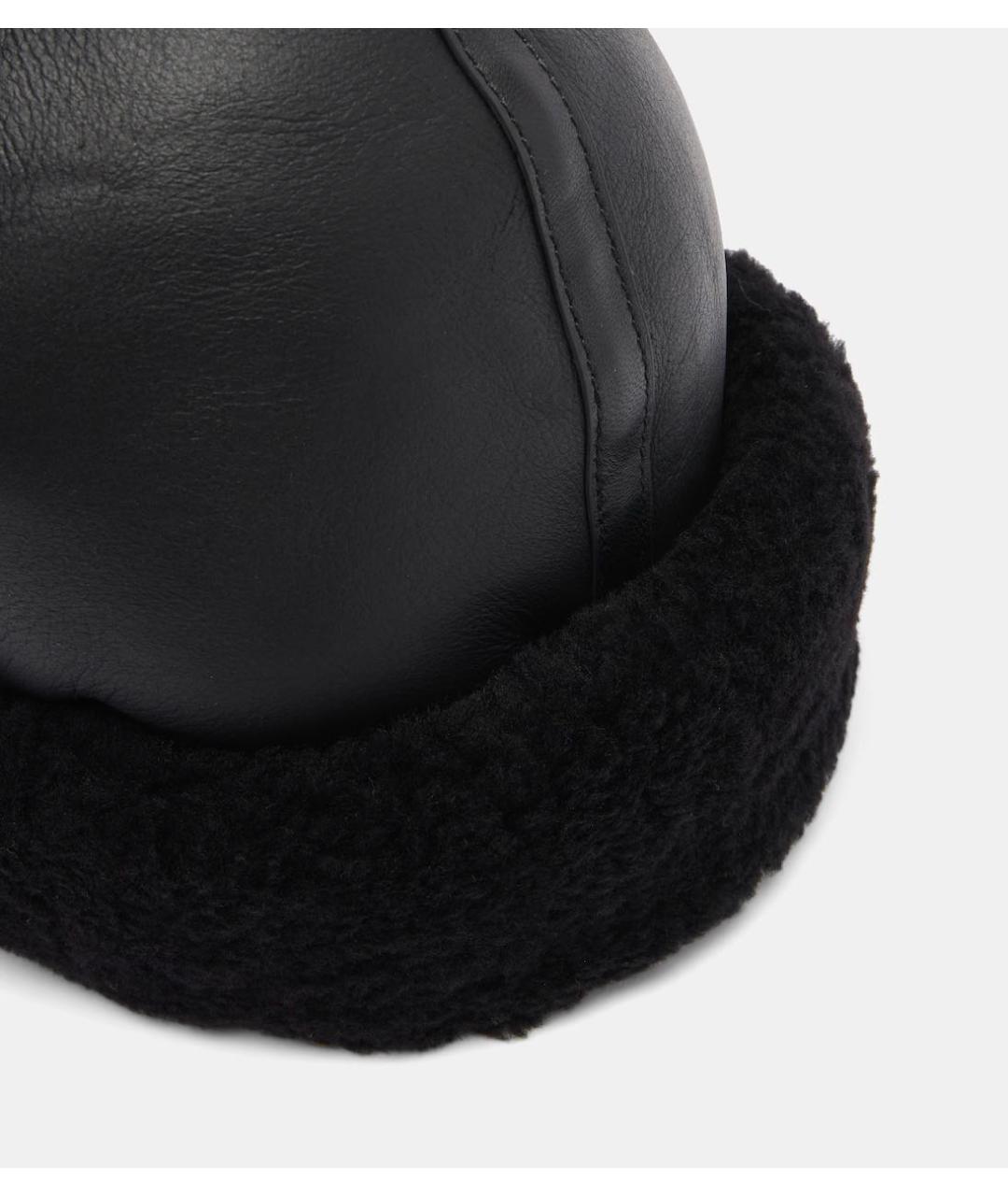TOTEME Черная кожаная шапка, фото 3