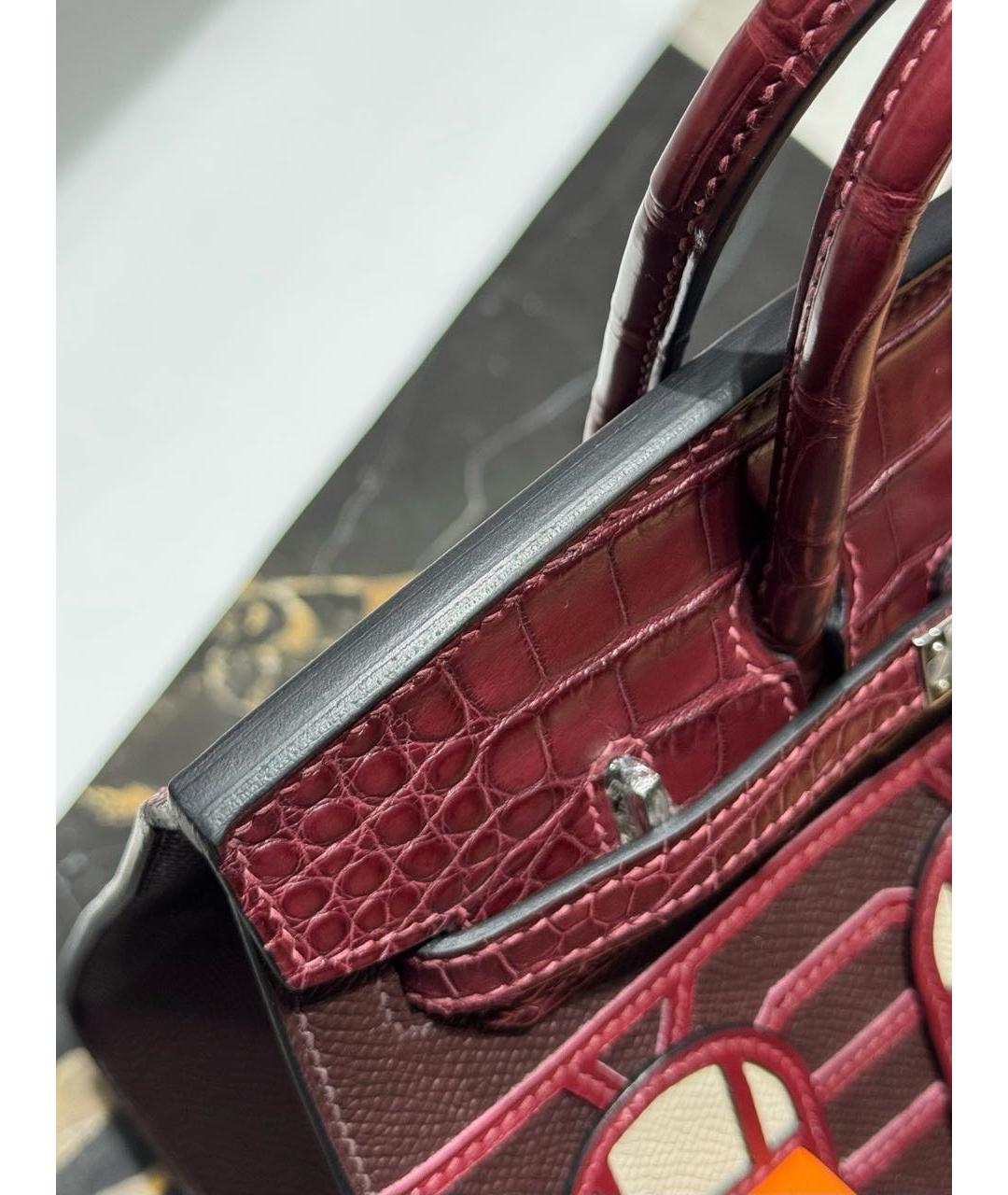 HERMES Бордовая сумка с короткими ручками из экзотической кожи, фото 2