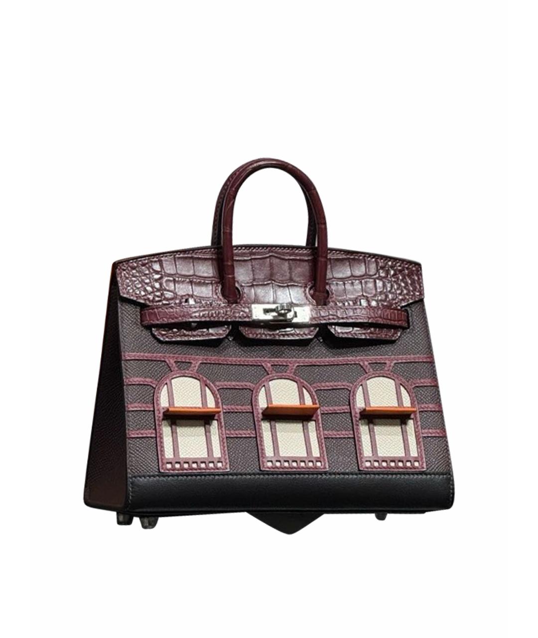 HERMES Бордовая сумка с короткими ручками из экзотической кожи, фото 1