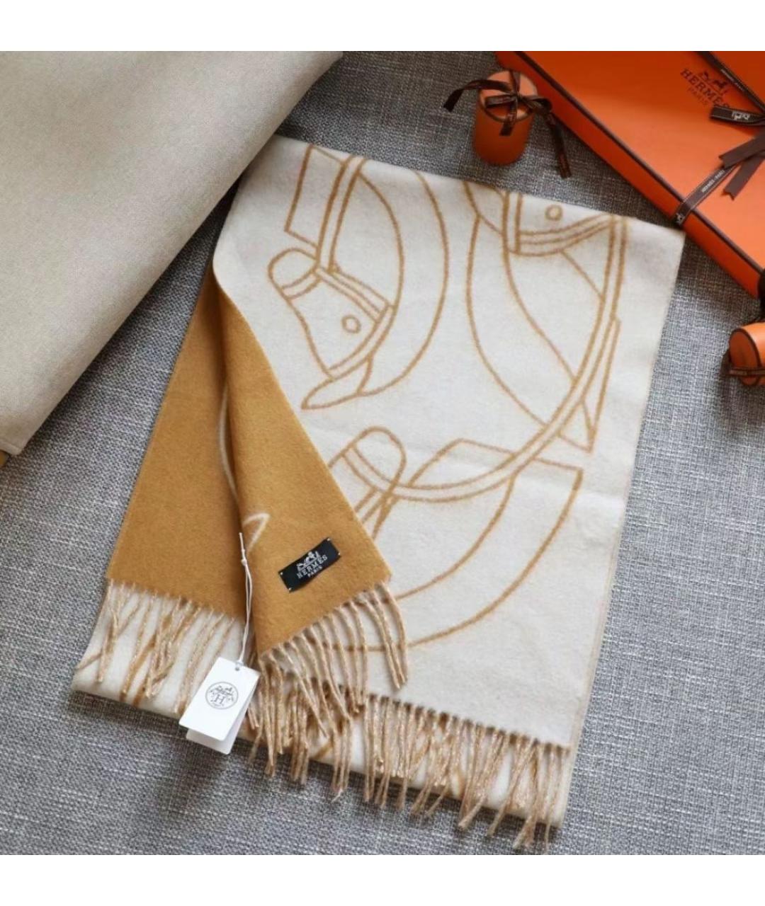 HERMES Мульти кашемировый шарф, фото 2