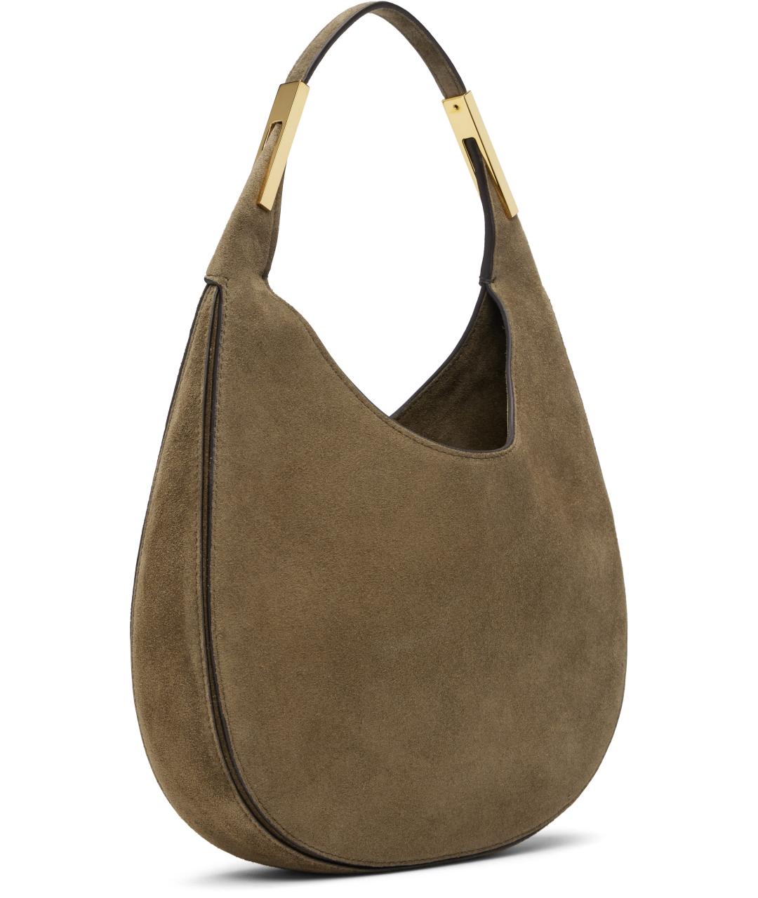 Savette Коричневая замшевая сумка с короткими ручками, фото 2