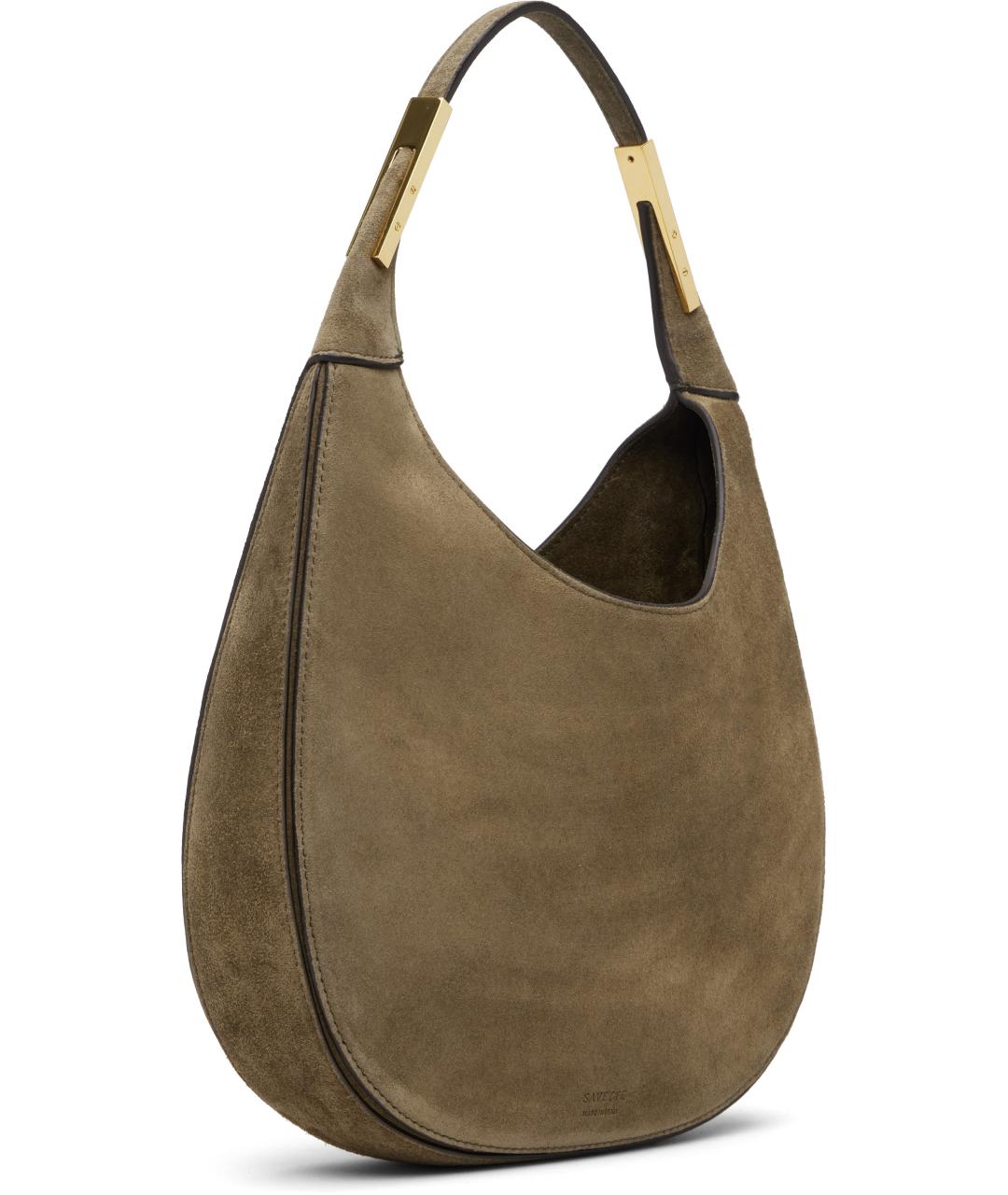 Savette Коричневая замшевая сумка с короткими ручками, фото 3