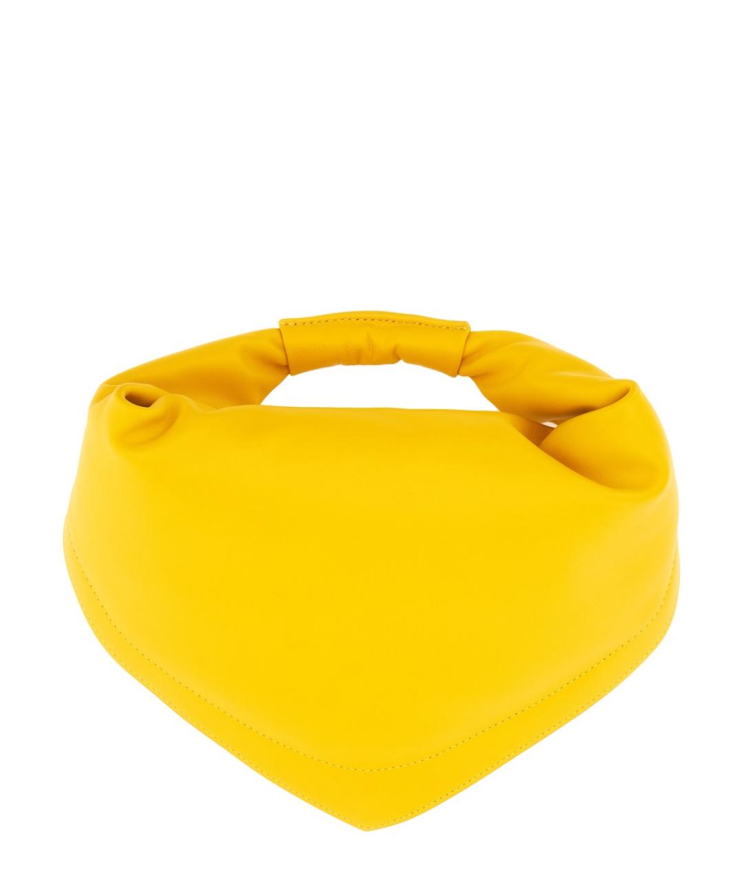 FEDERICO CINA Желтая кожаная сумка с короткими ручками, фото 2