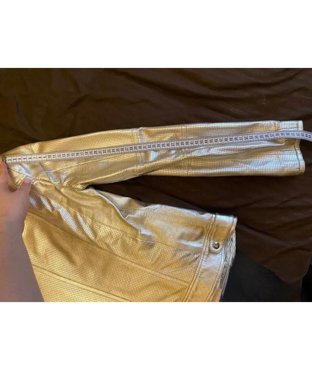 ROBERTO CAVALLI Серебряная кожаная куртка, фото 9