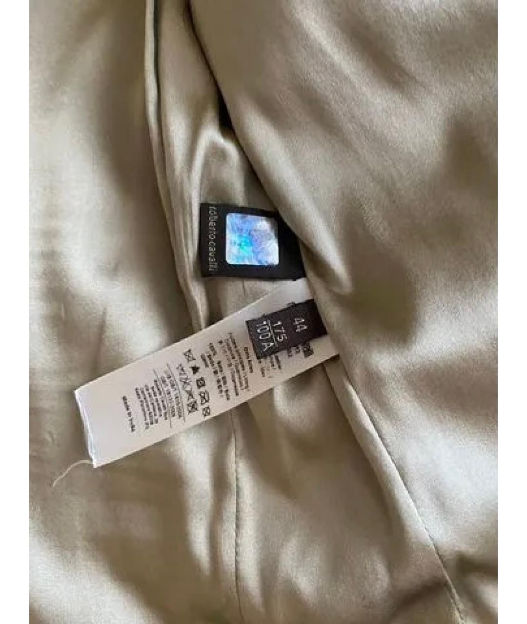 ROBERTO CAVALLI Серебряная кожаная куртка, фото 4