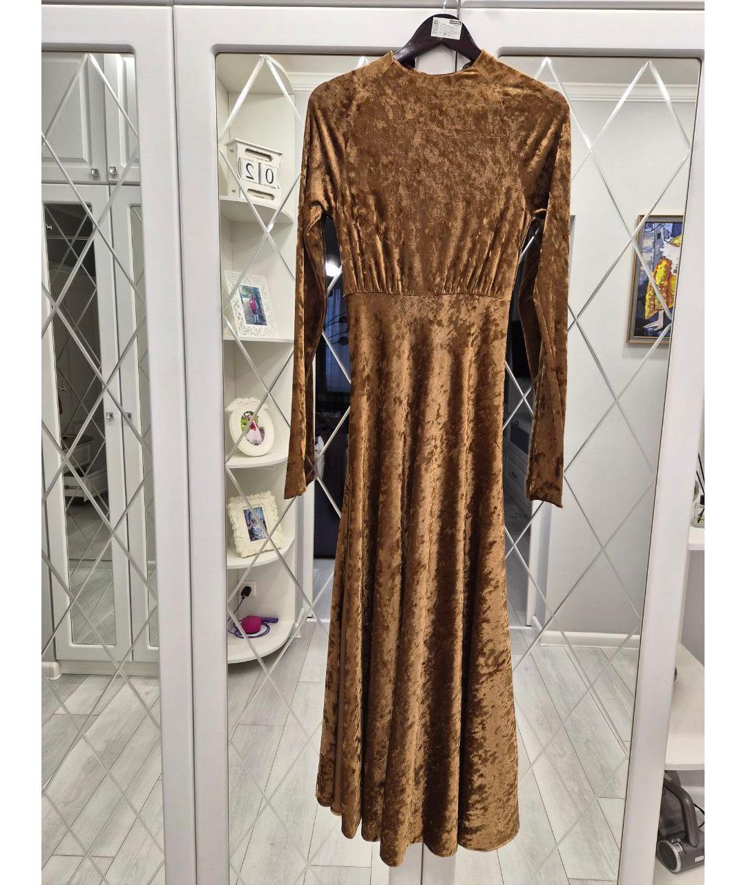 MAJE Золотое бархатное коктейльное платье, фото 4