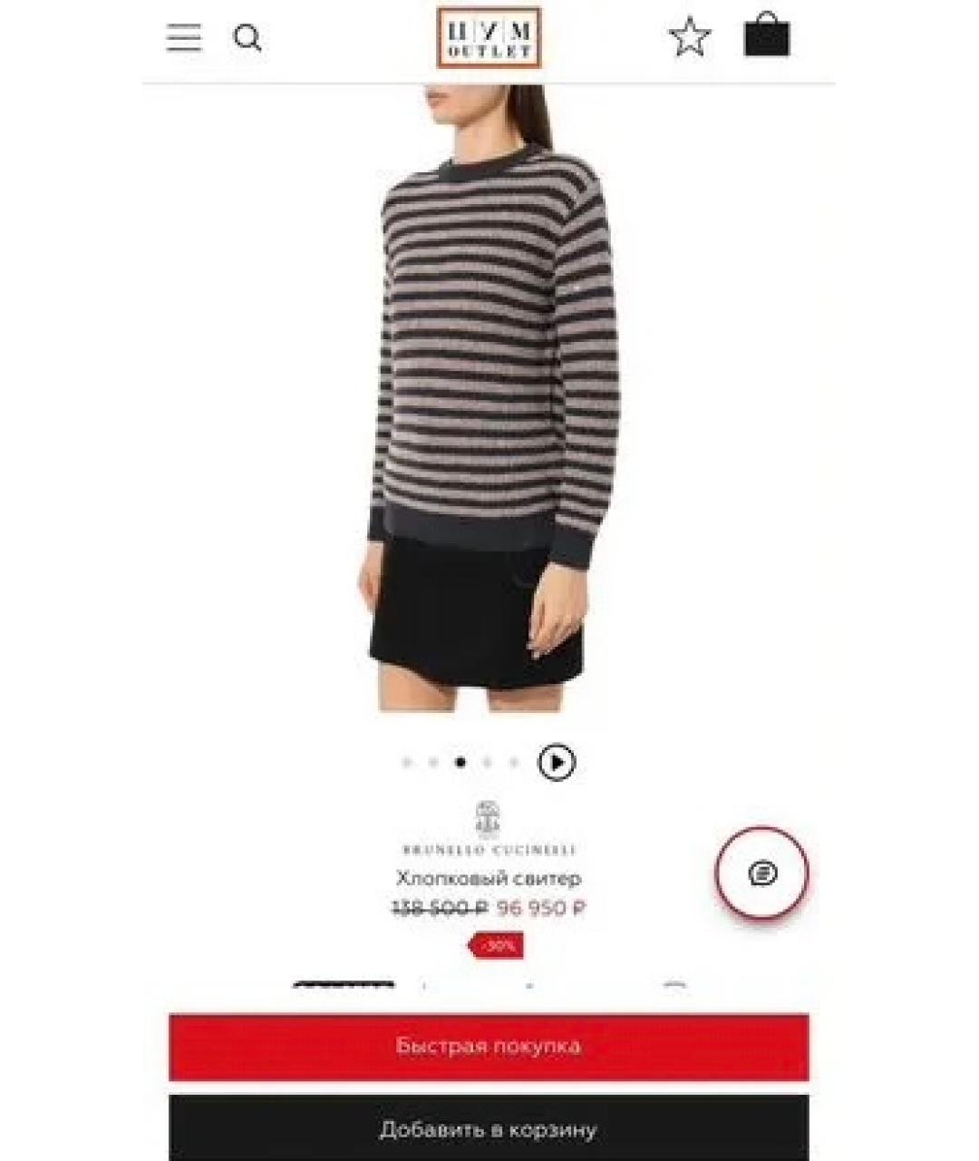 BRUNELLO CUCINELLI Синий хлопковый джемпер / свитер, фото 6