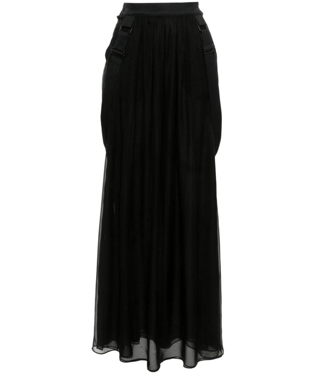 MAX MARA Черная шелковая юбка миди, фото 1