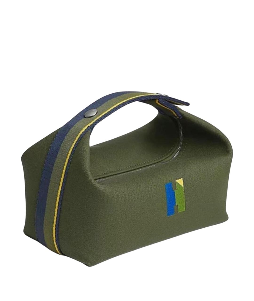 HERMES Зеленая хлопковая косметичка, фото 1
