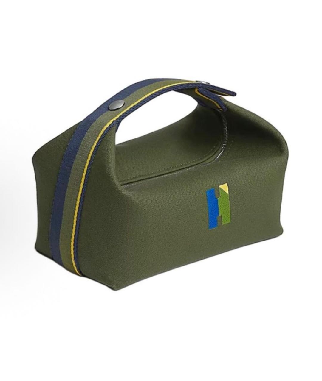 HERMES Зеленая хлопковая косметичка, фото 7