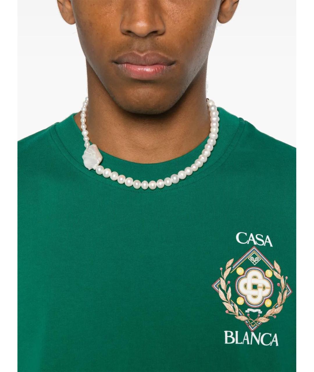 CASABLANCA Бирюзовая хлопковая футболка, фото 4