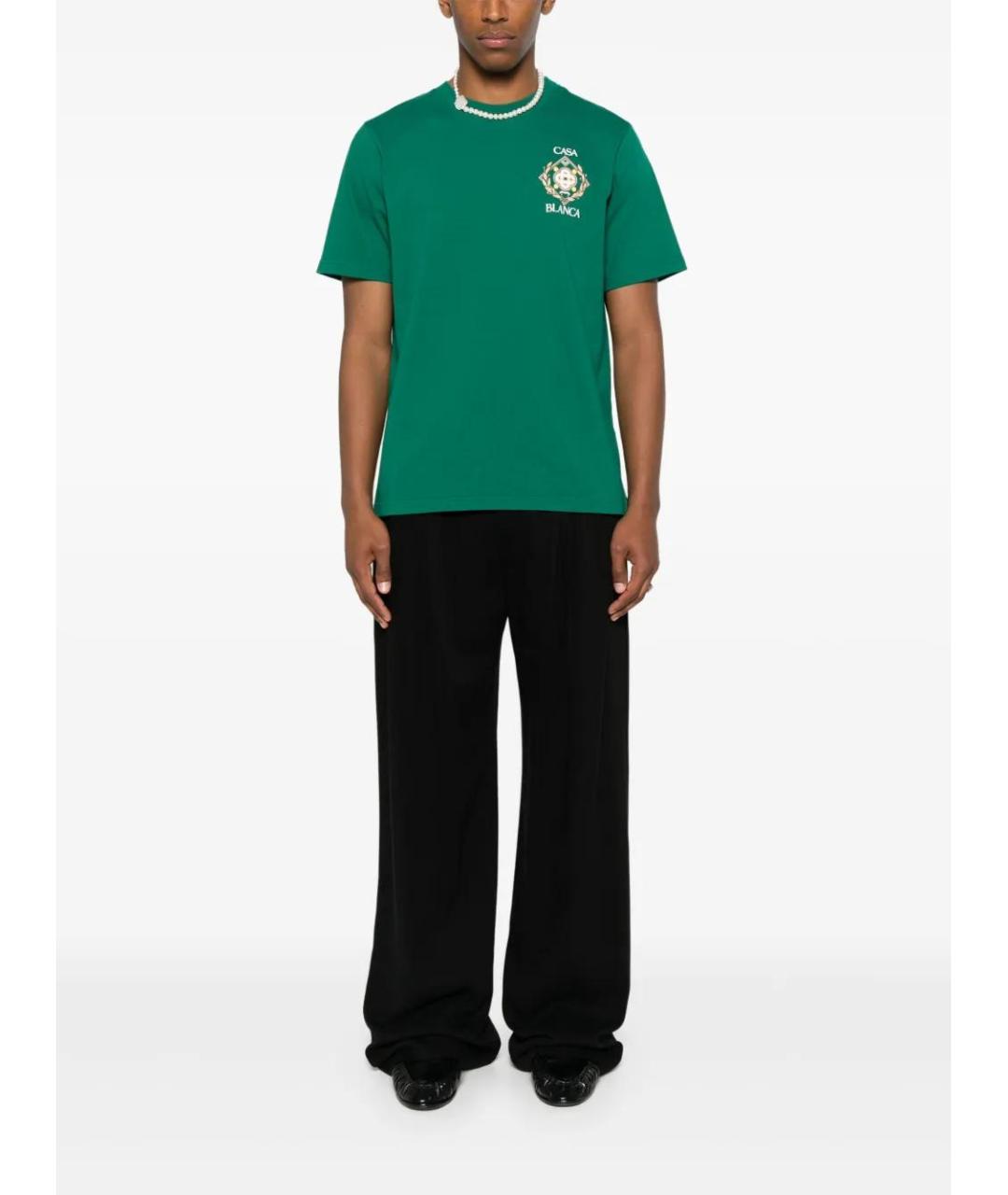 CASABLANCA Бирюзовая хлопковая футболка, фото 2