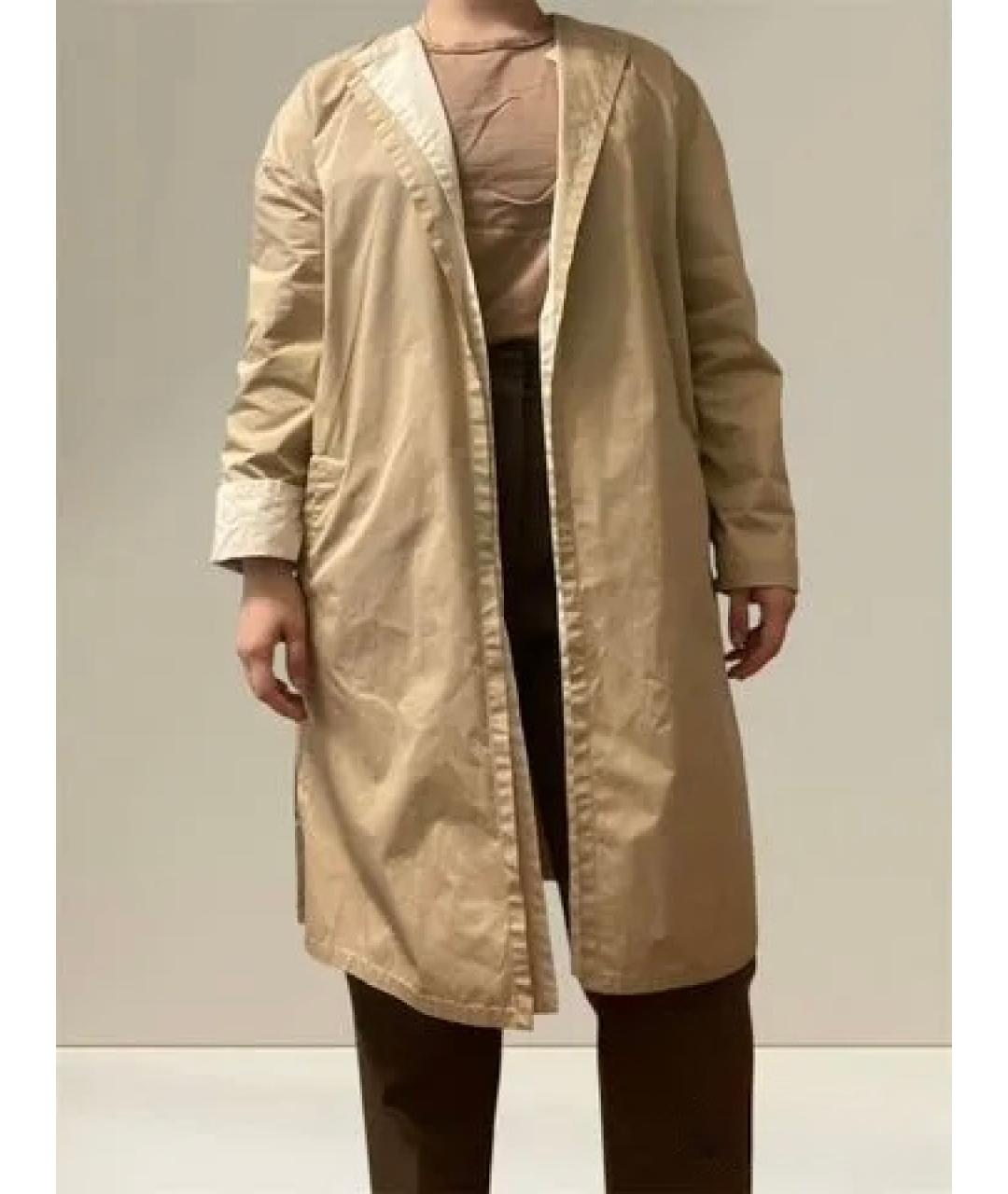 LES COPAINS Бежевый полиэстеровый тренч/плащ, фото 2