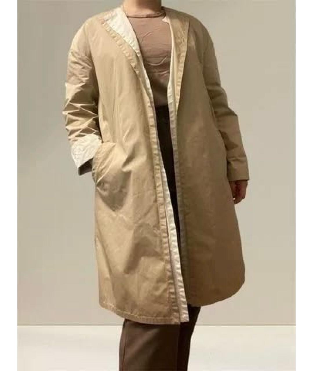 LES COPAINS Бежевый полиэстеровый тренч/плащ, фото 7