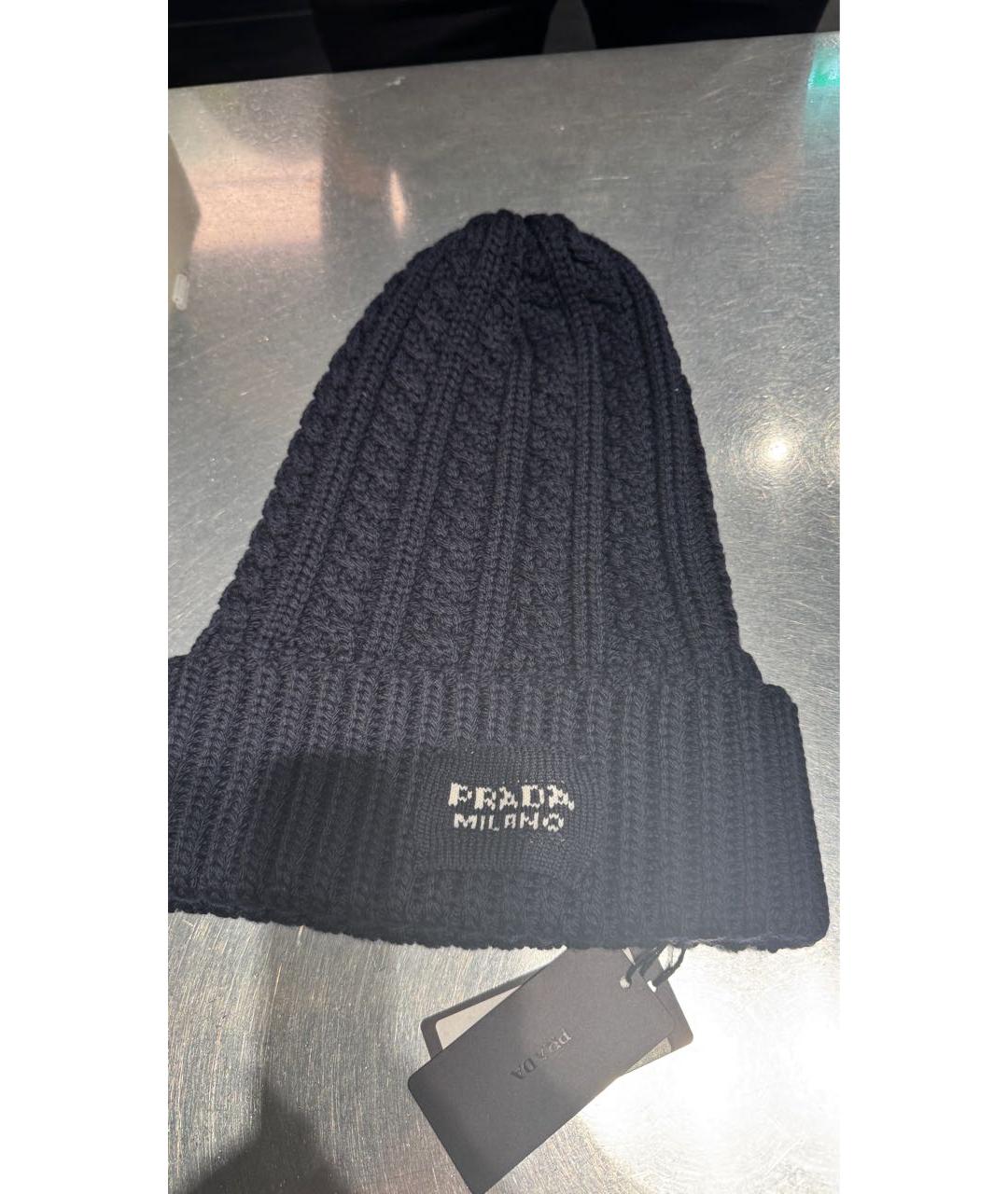 PRADA Темно-синяя шерстяная шапка, фото 6