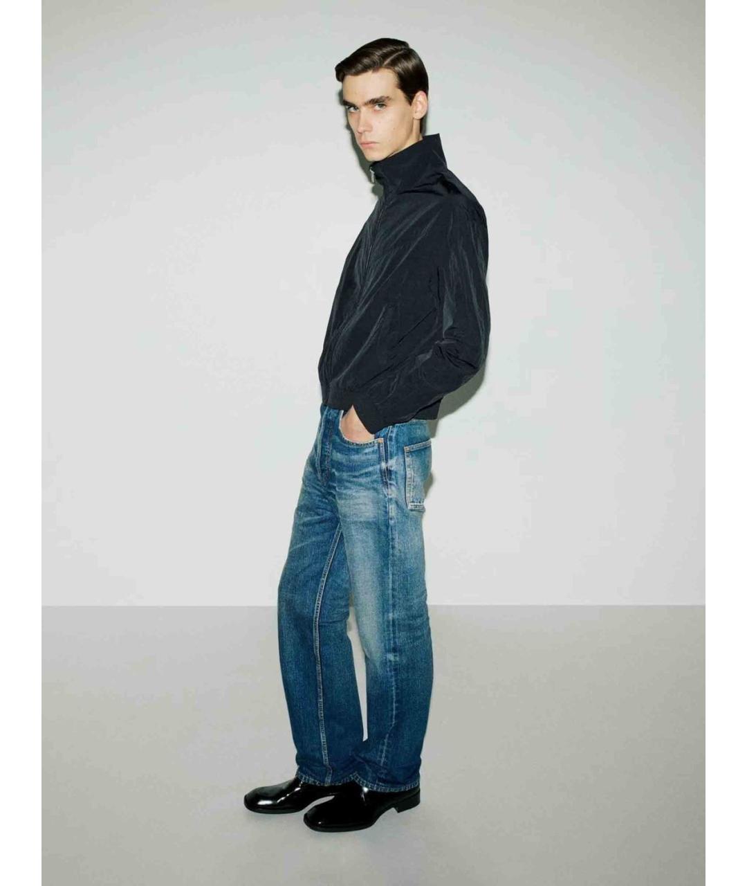 SAINT LAURENT Синие хлопковые прямые джинсы, фото 2
