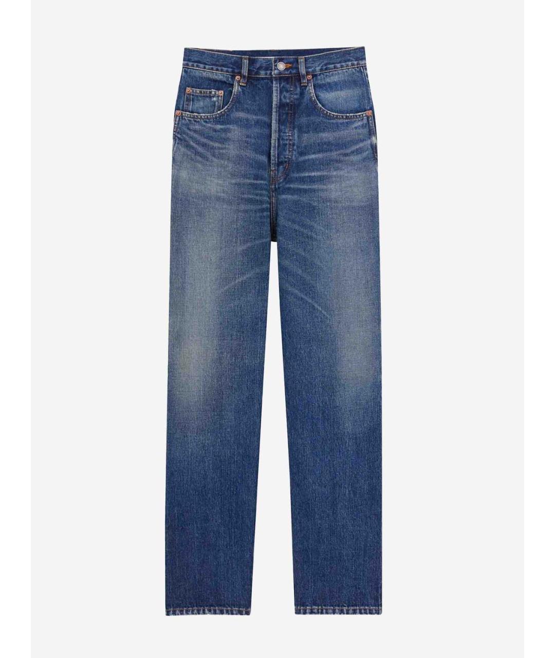 SAINT LAURENT Синие хлопковые прямые джинсы, фото 4