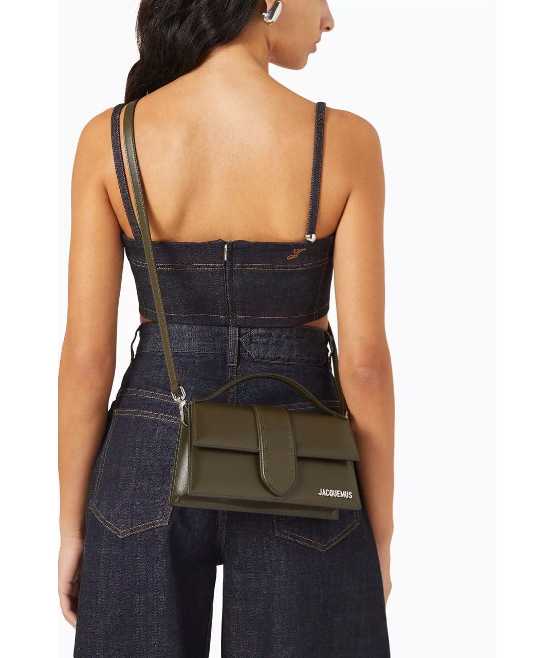JACQUEMUS Зеленая кожаная сумка через плечо, фото 2