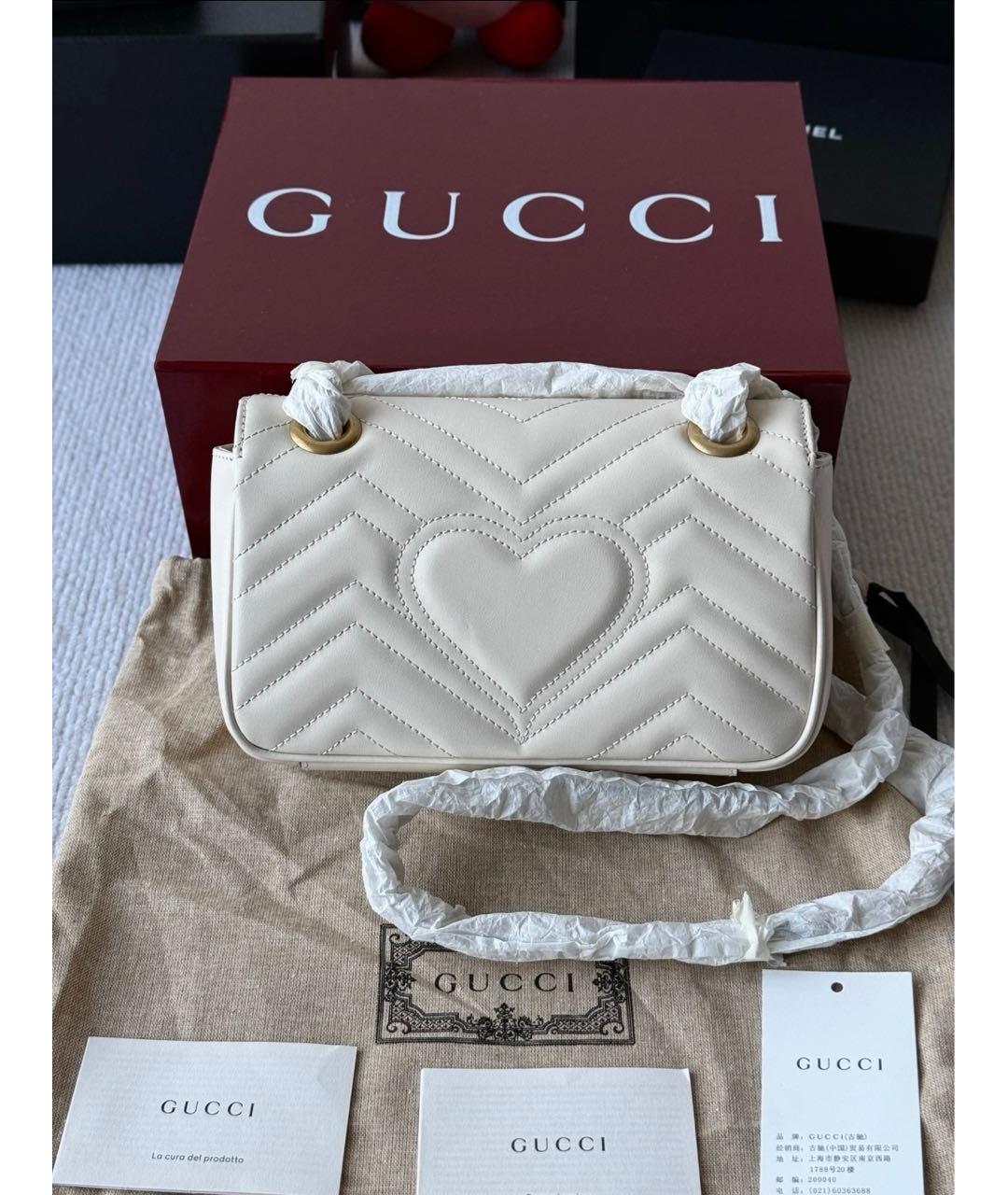 GUCCI Белая кожаная сумка через плечо, фото 4