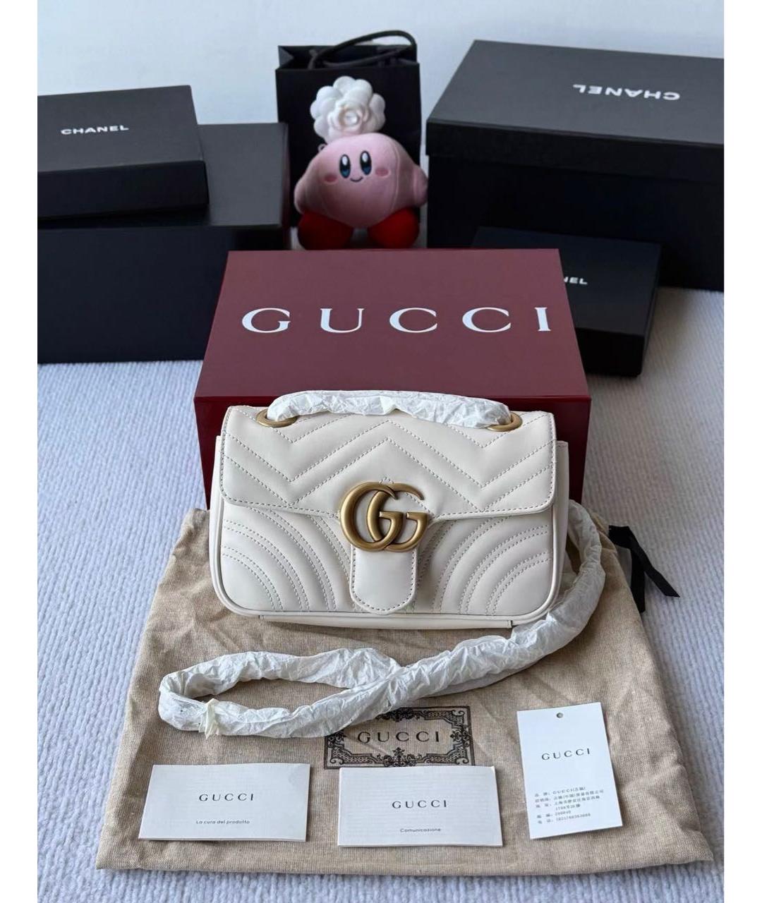 GUCCI Белая кожаная сумка через плечо, фото 2