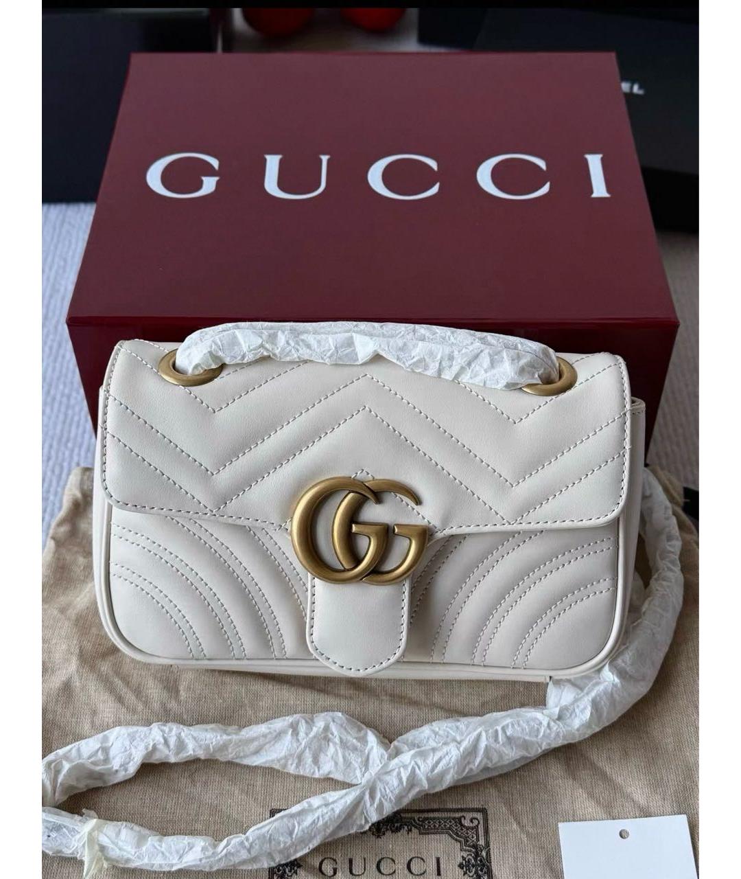 GUCCI Белая кожаная сумка через плечо, фото 3