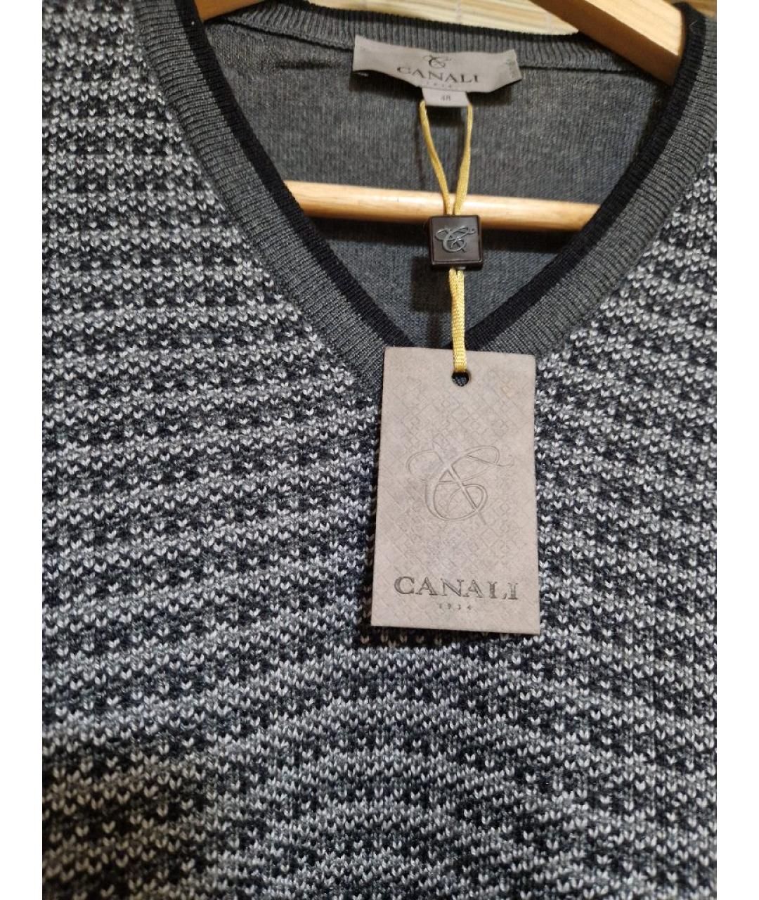 CANALI Серый шерстяной джемпер / свитер, фото 4