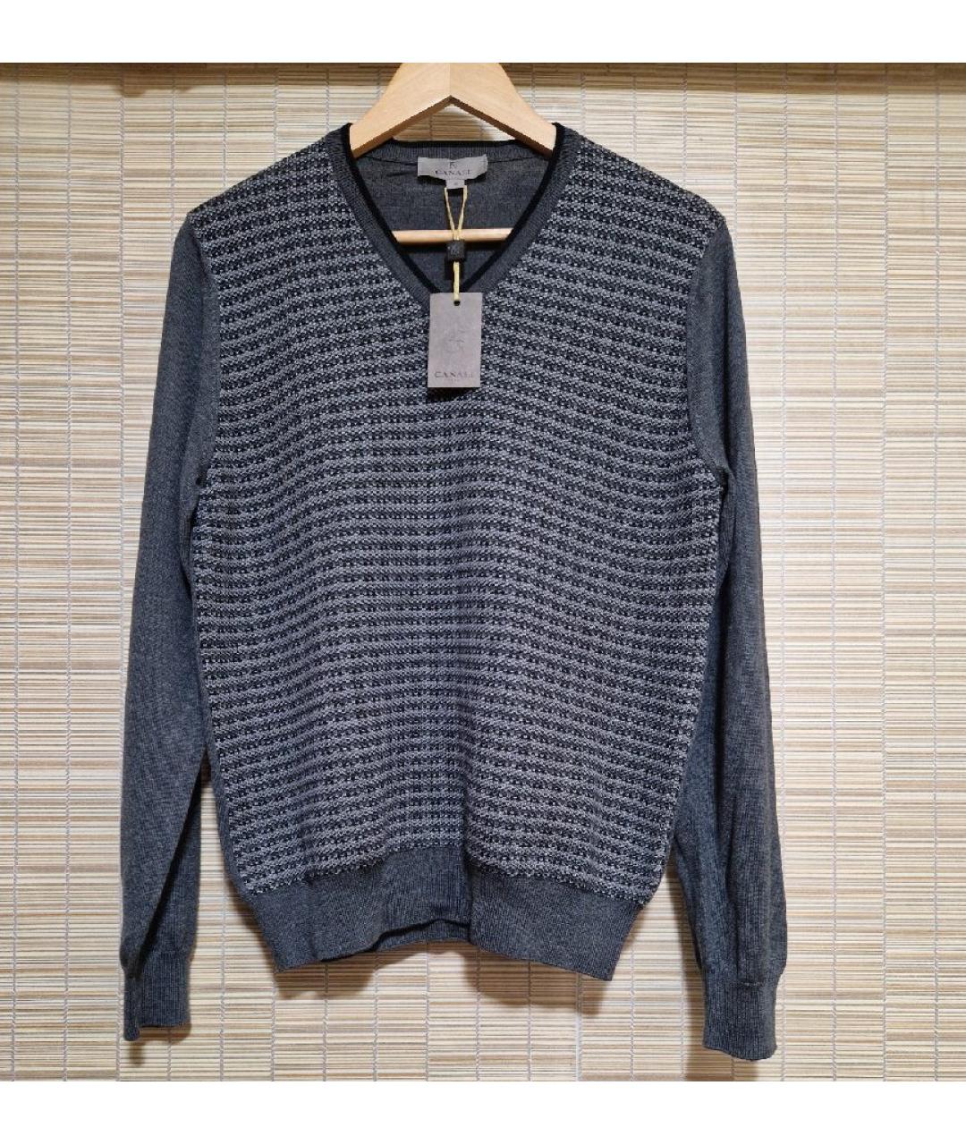 CANALI Серый шерстяной джемпер / свитер, фото 9