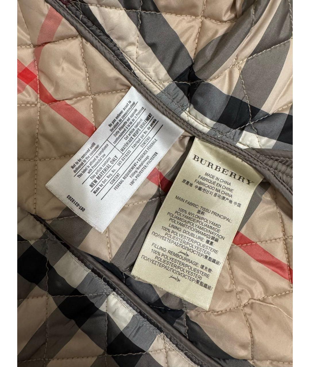 BURBERRY Бежевая полиамидовая куртка, фото 7