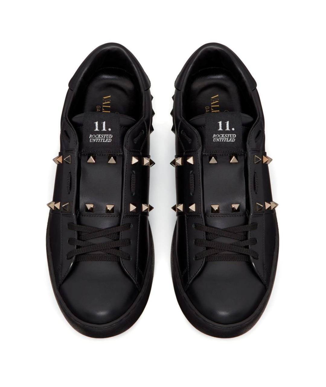 VALENTINO Черные кожаные низкие кроссовки / кеды, фото 3