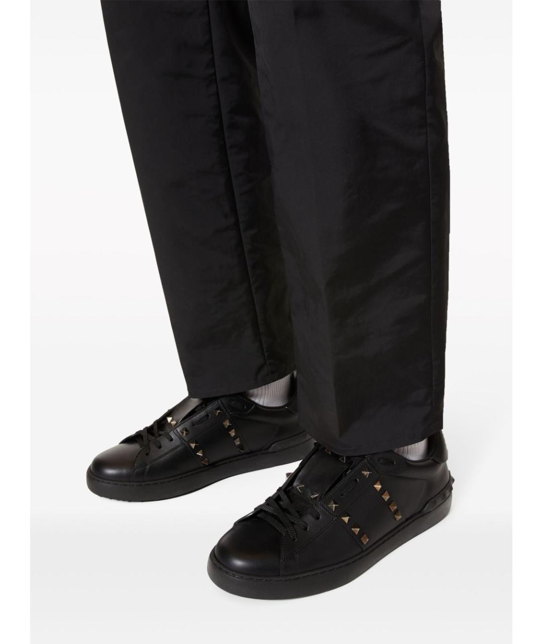 VALENTINO Черные кожаные низкие кроссовки / кеды, фото 5