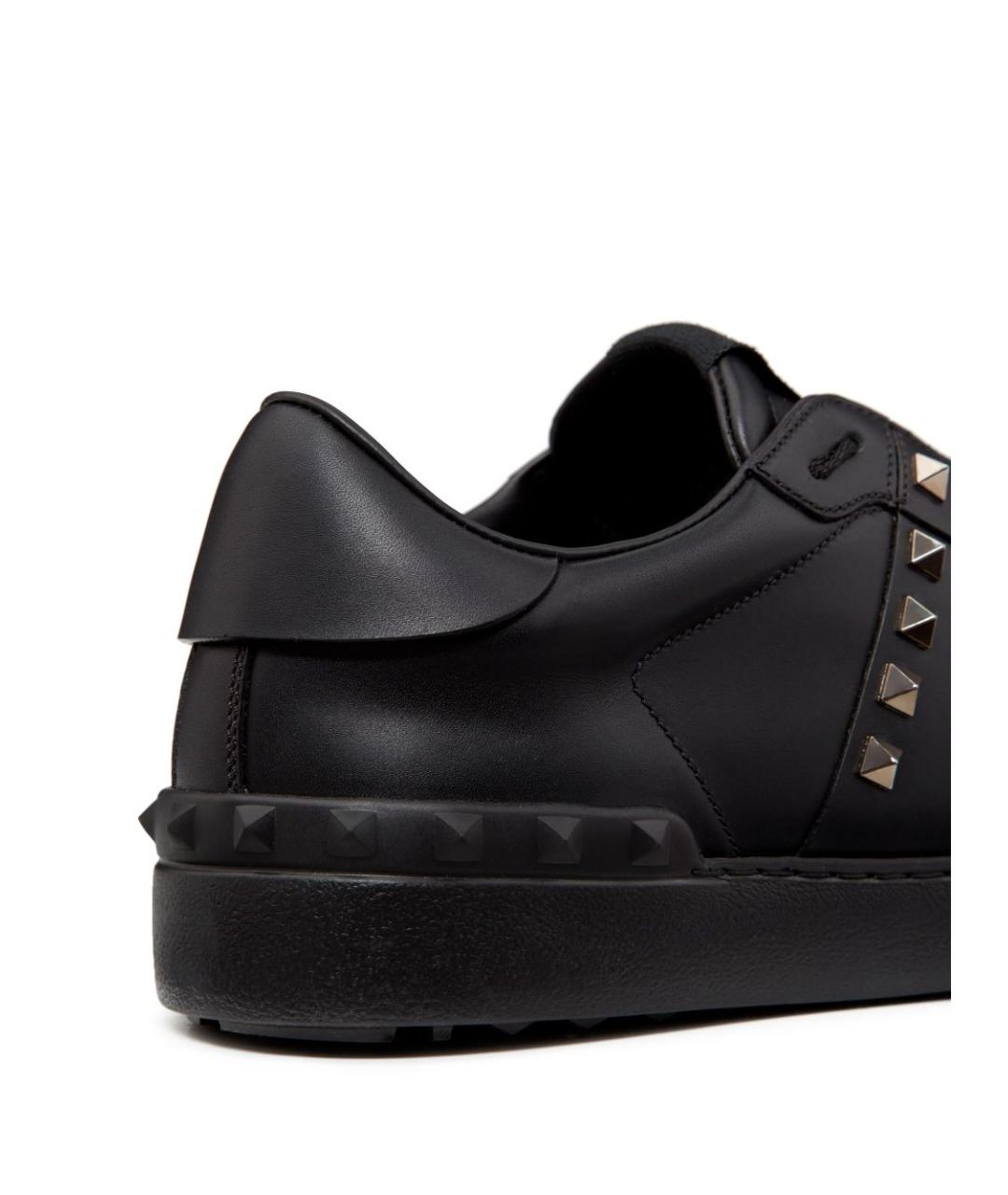 VALENTINO Черные кожаные низкие кроссовки / кеды, фото 6