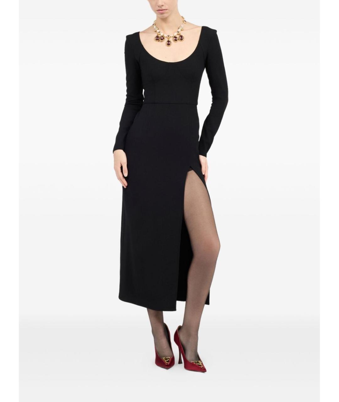 ROBERTO CAVALLI Черное шерстяное вечернее платье, фото 2