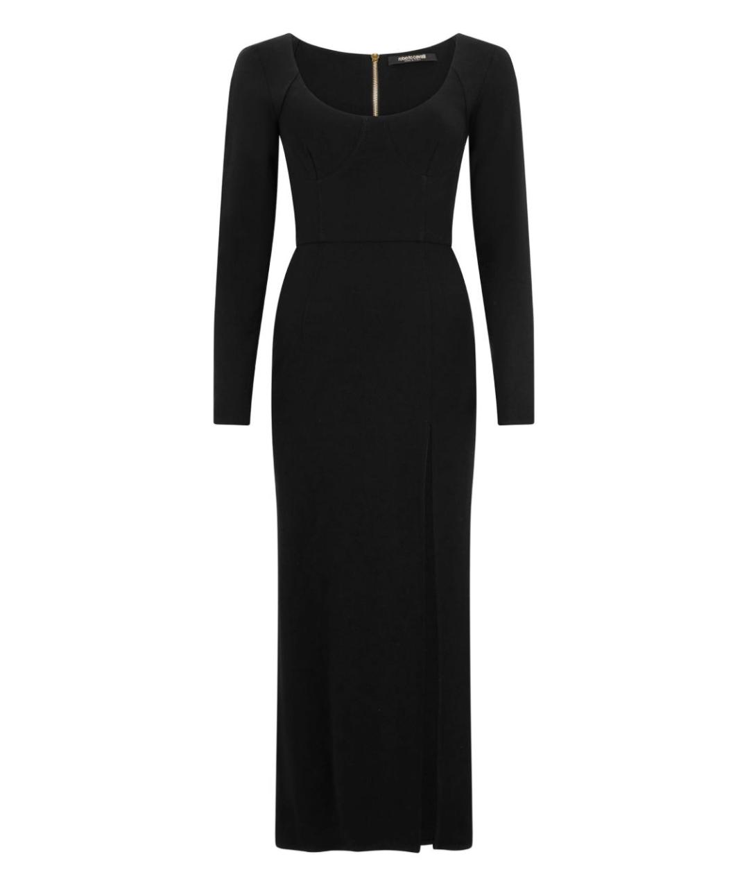ROBERTO CAVALLI Черное шерстяное вечернее платье, фото 1
