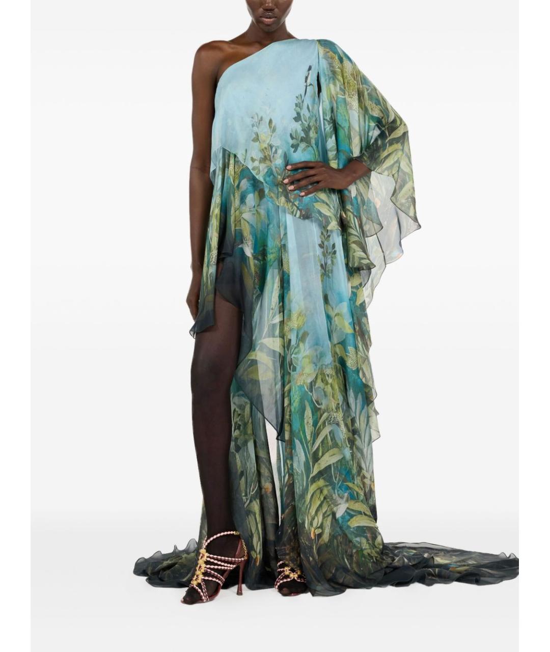 ROBERTO CAVALLI Мульти шелковое вечернее платье, фото 5