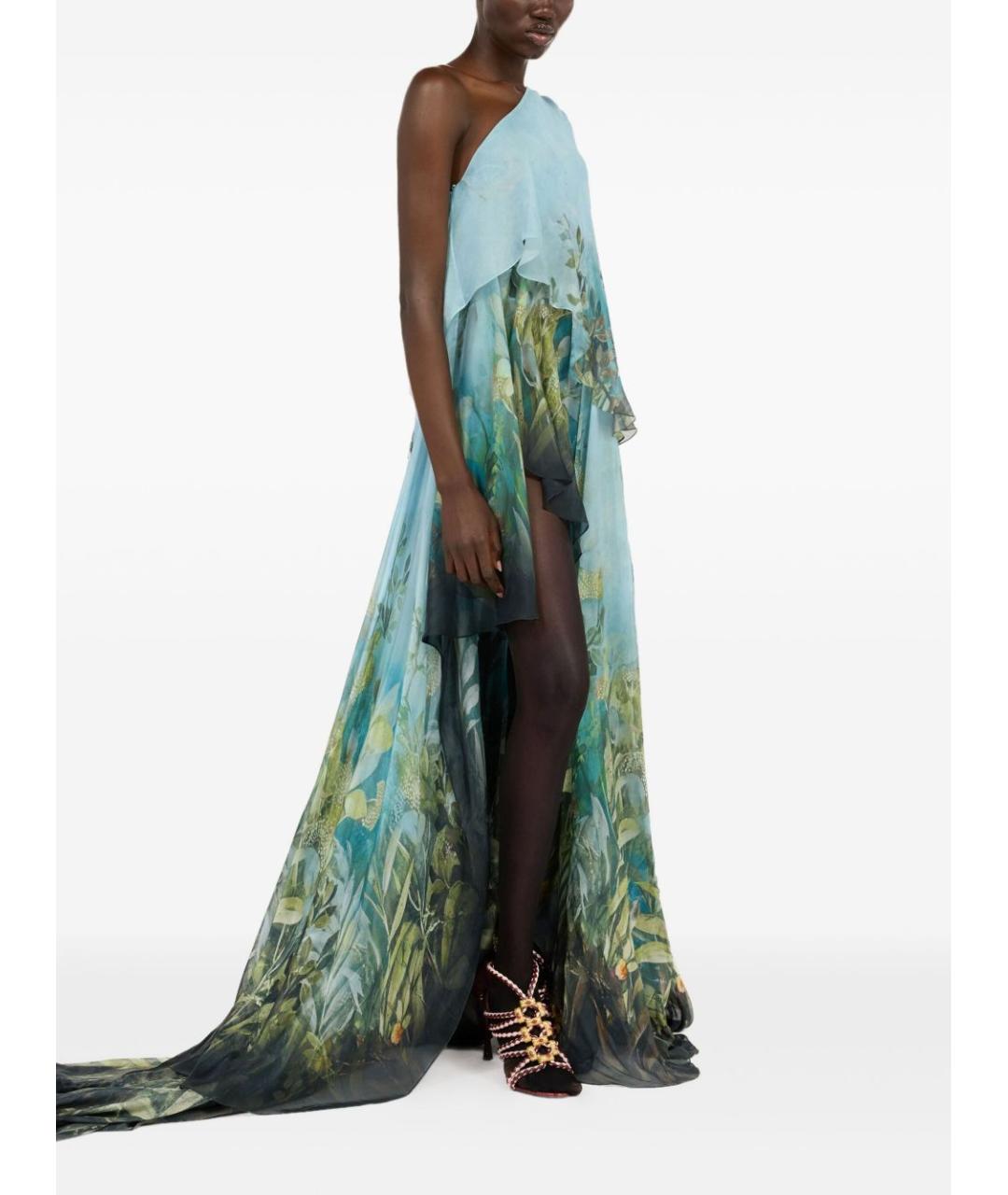 ROBERTO CAVALLI Мульти шелковое вечернее платье, фото 4