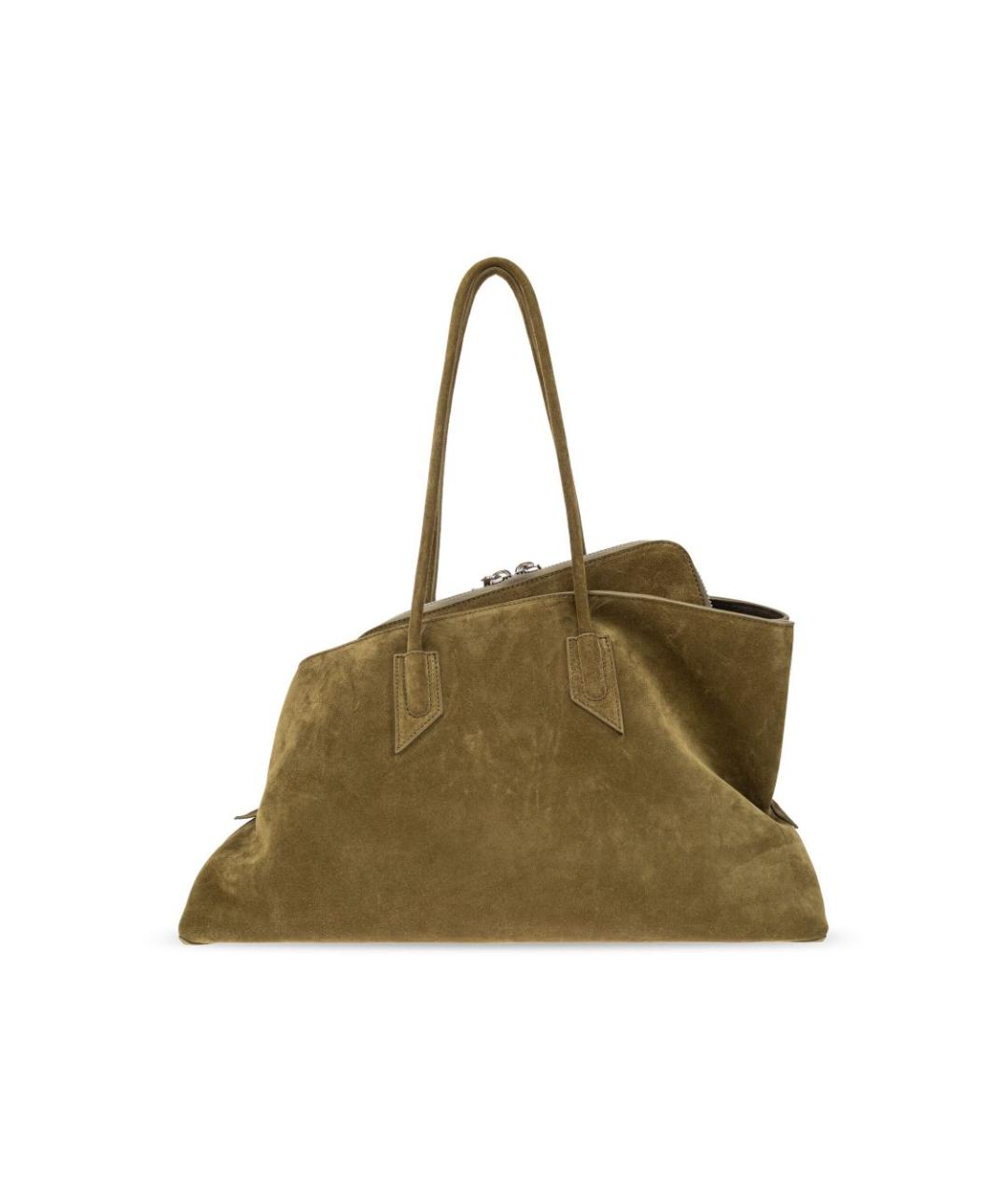 THE ATTICO Хаки замшевая сумка тоут, фото 4