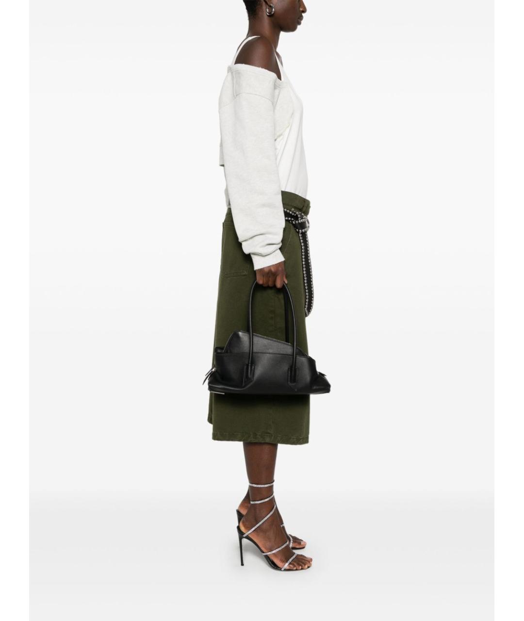 THE ATTICO Черная кожаная сумка через плечо, фото 5