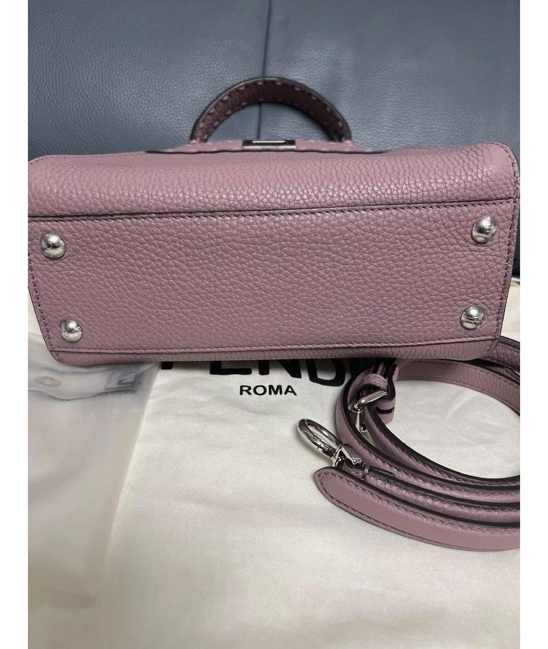 FENDI Фиолетовая кожаная сумка с короткими ручками, фото 4