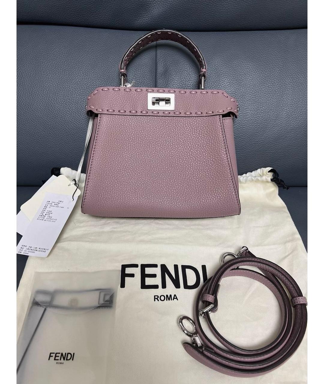 FENDI Фиолетовая кожаная сумка с короткими ручками, фото 2